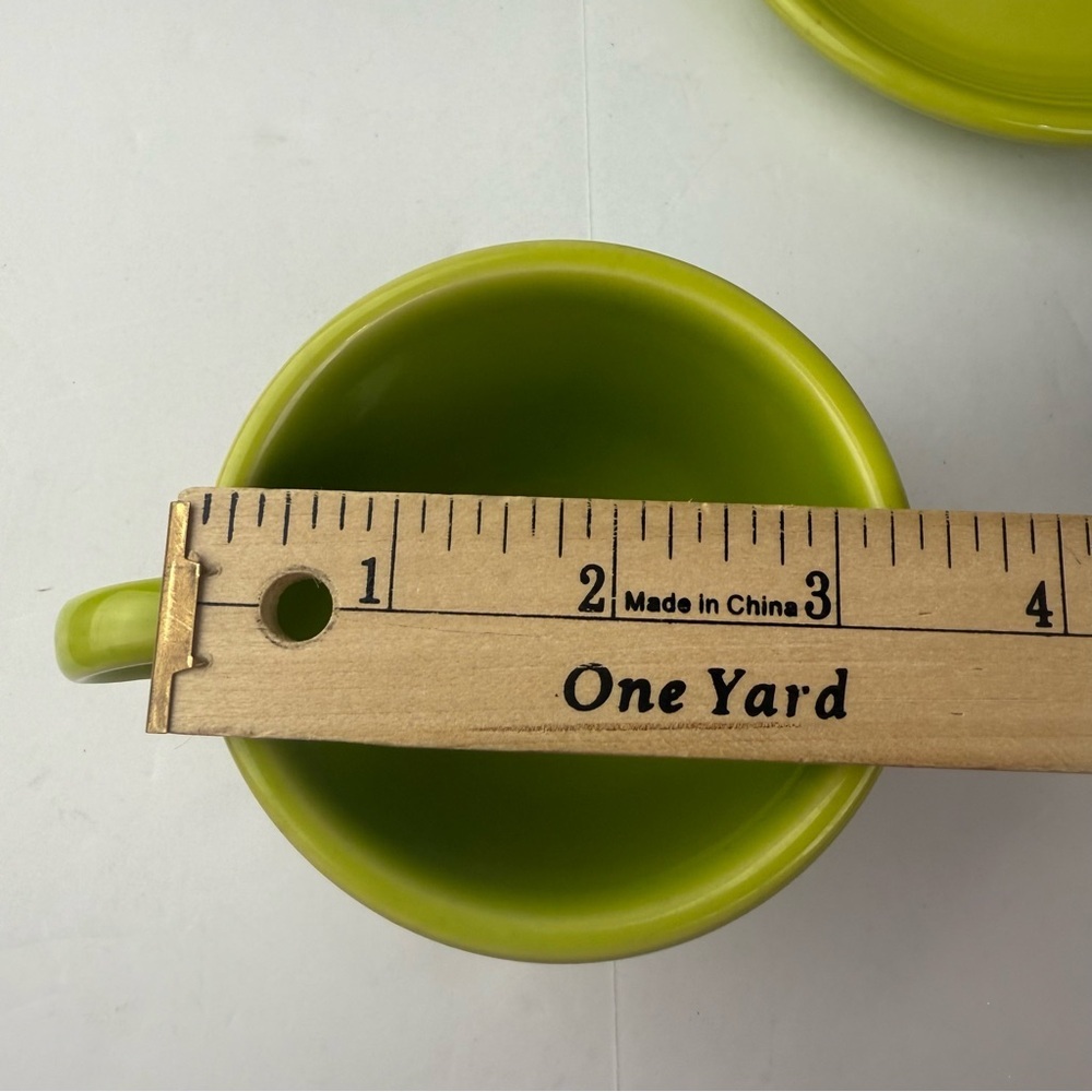 Fiesta Ware Coffee Tea Cups and Saucers Homer Laughlin Lemongrass Green 4 Piece - Picture 3 of 4